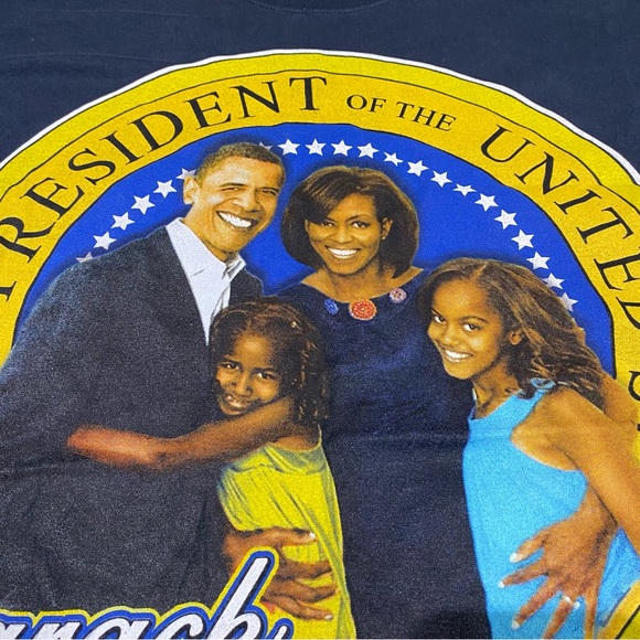 VINTAGE President Barack Obama‎ First Family T-shirt Men's Large Rap Tee Graphic - Picture 6 of 9